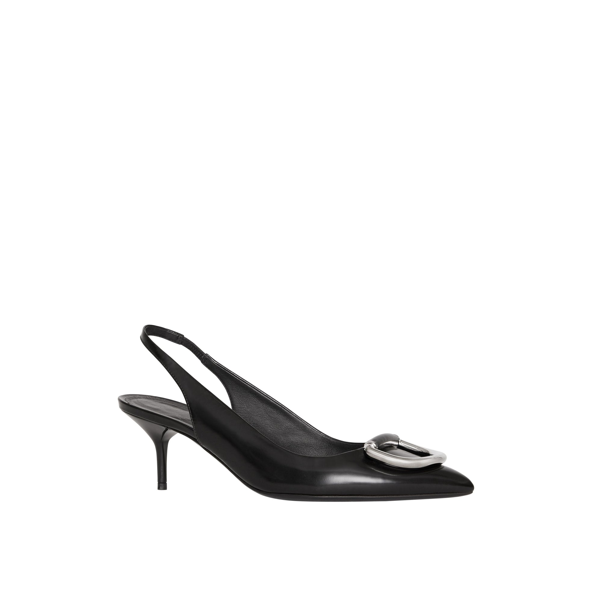 BLACK/NICKEL Escarpins à talon ouvert The D-ring en cuir