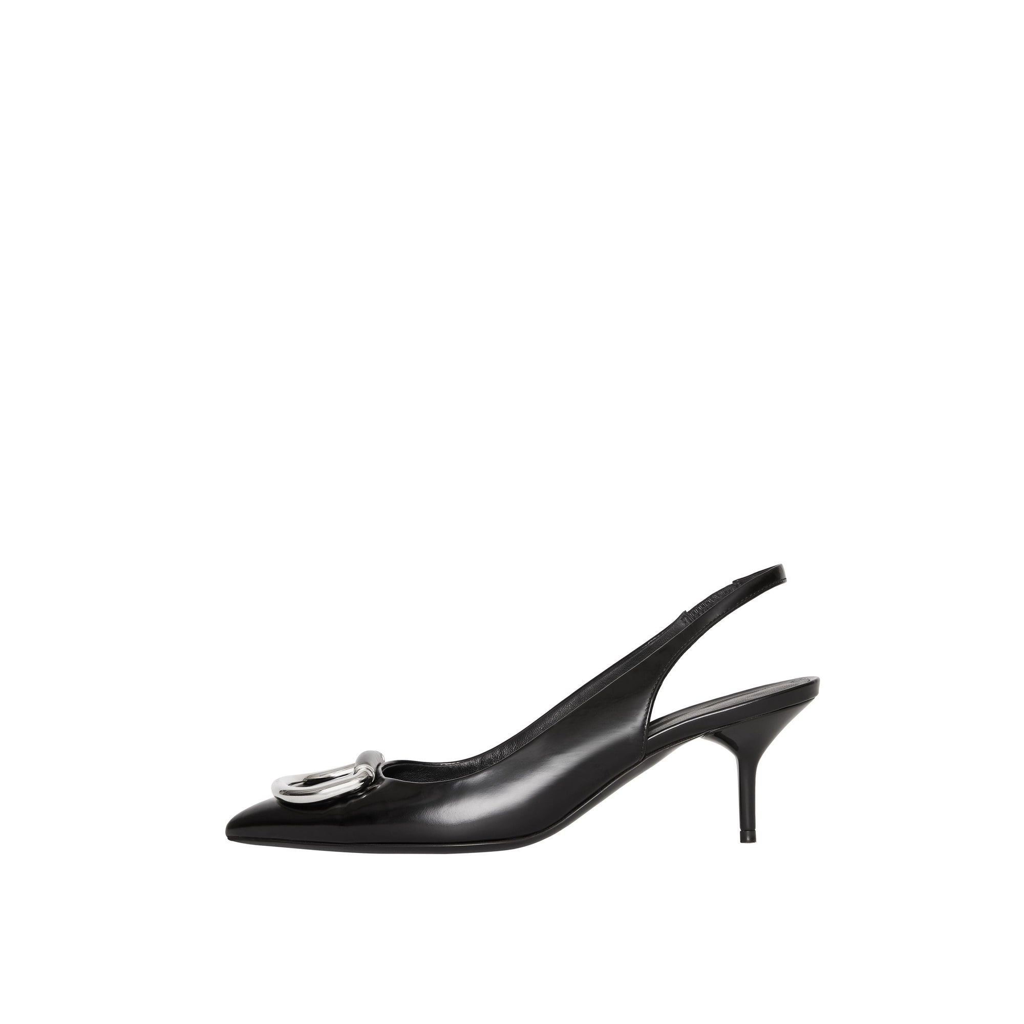 BLACK/NICKEL Escarpins à talon ouvert The D-ring en cuir