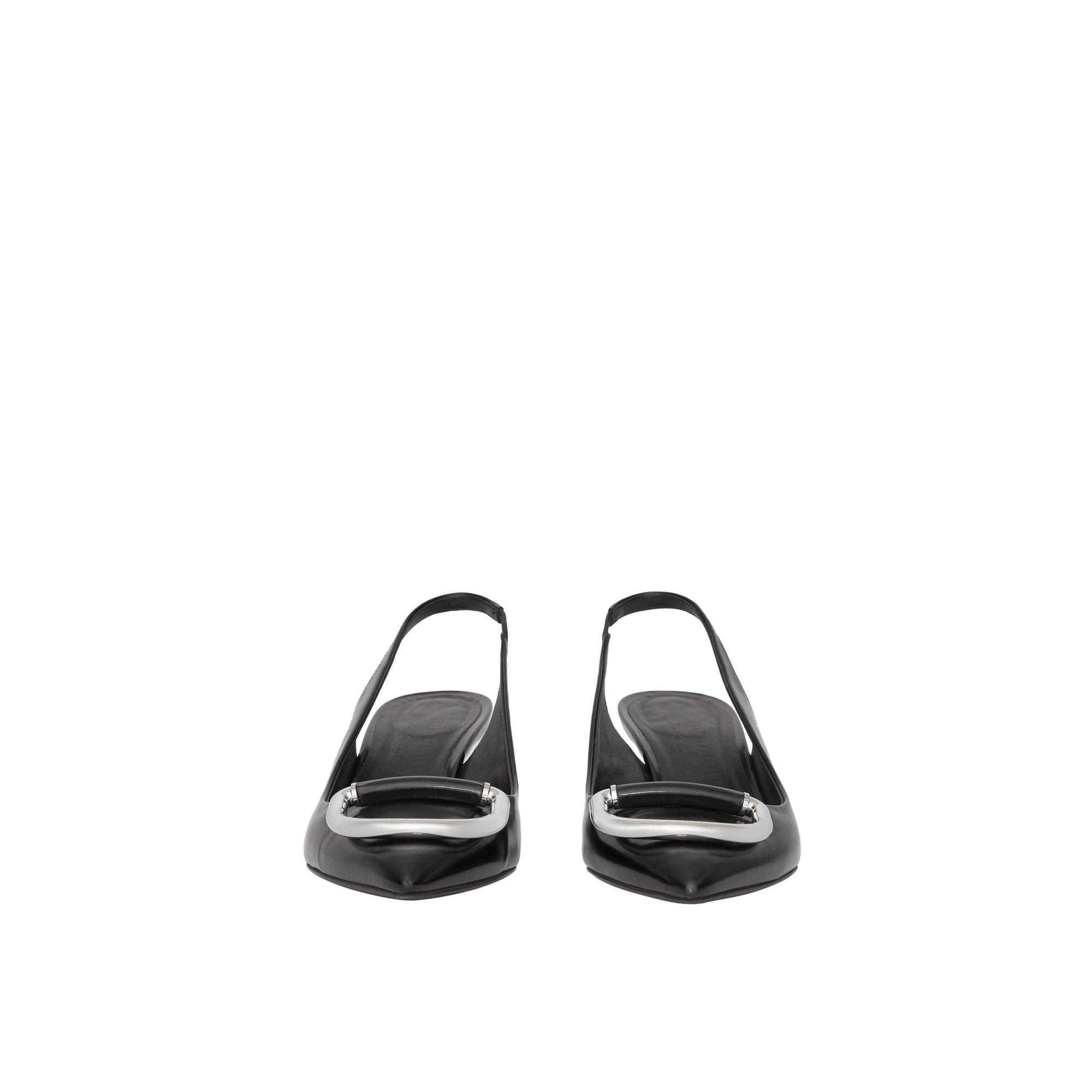 BLACK/NICKEL Escarpins à talon ouvert The D-ring en cuir
