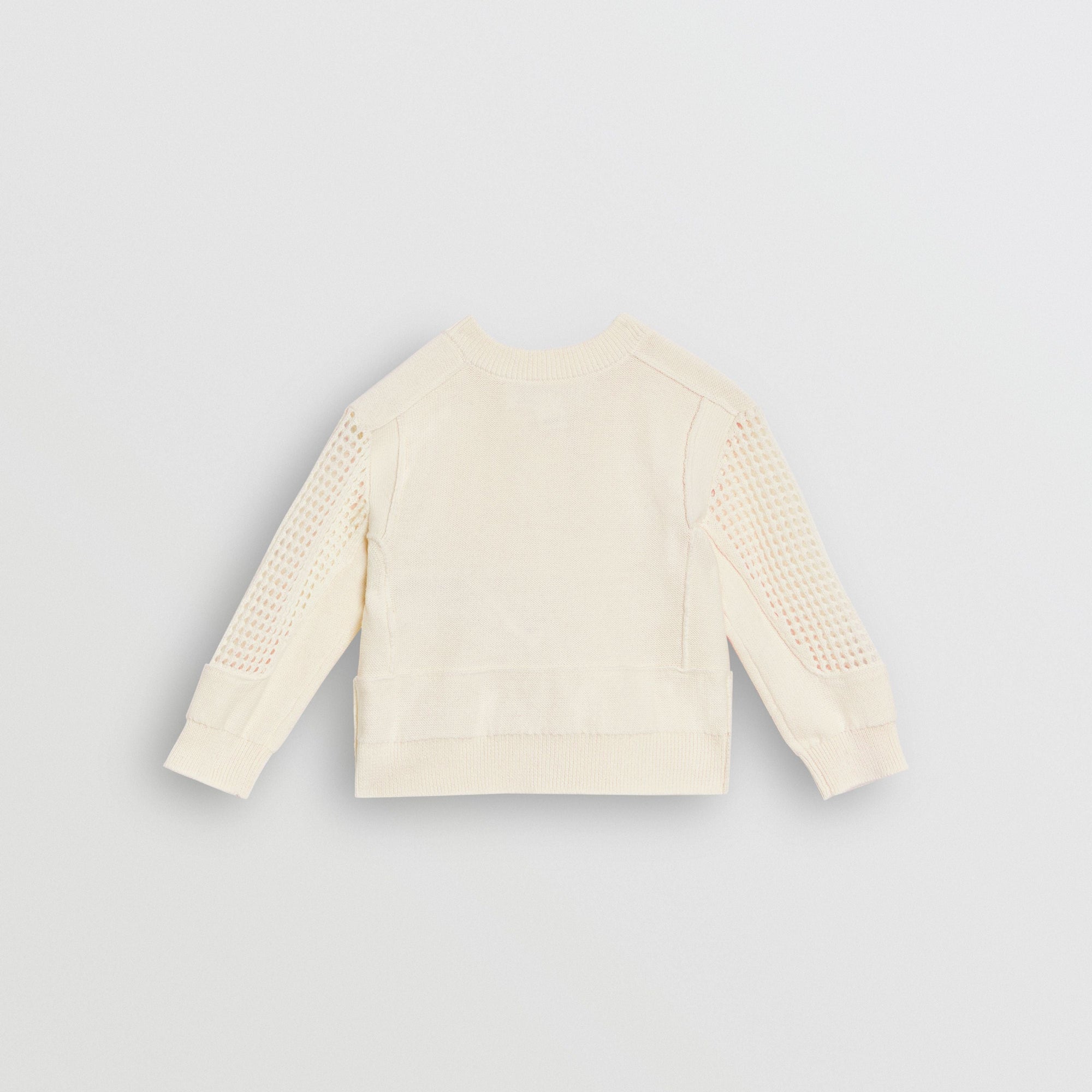 IVORY Cardigan à col ras du cou en coton à maille ajourée