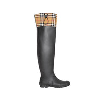 Bottes de pluie en caoutchouc et à motif vintage check - Noir