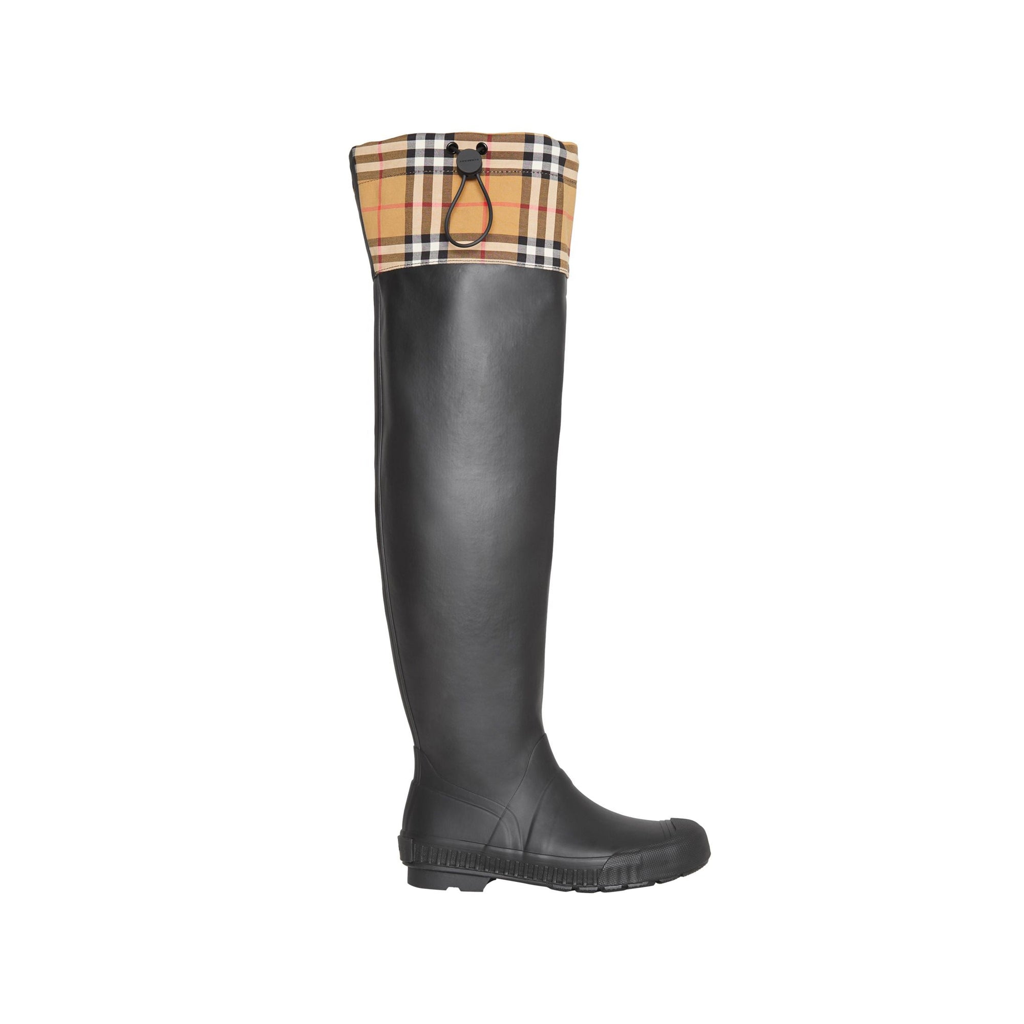Bottes de pluie en caoutchouc et à motif vintage check - Noir