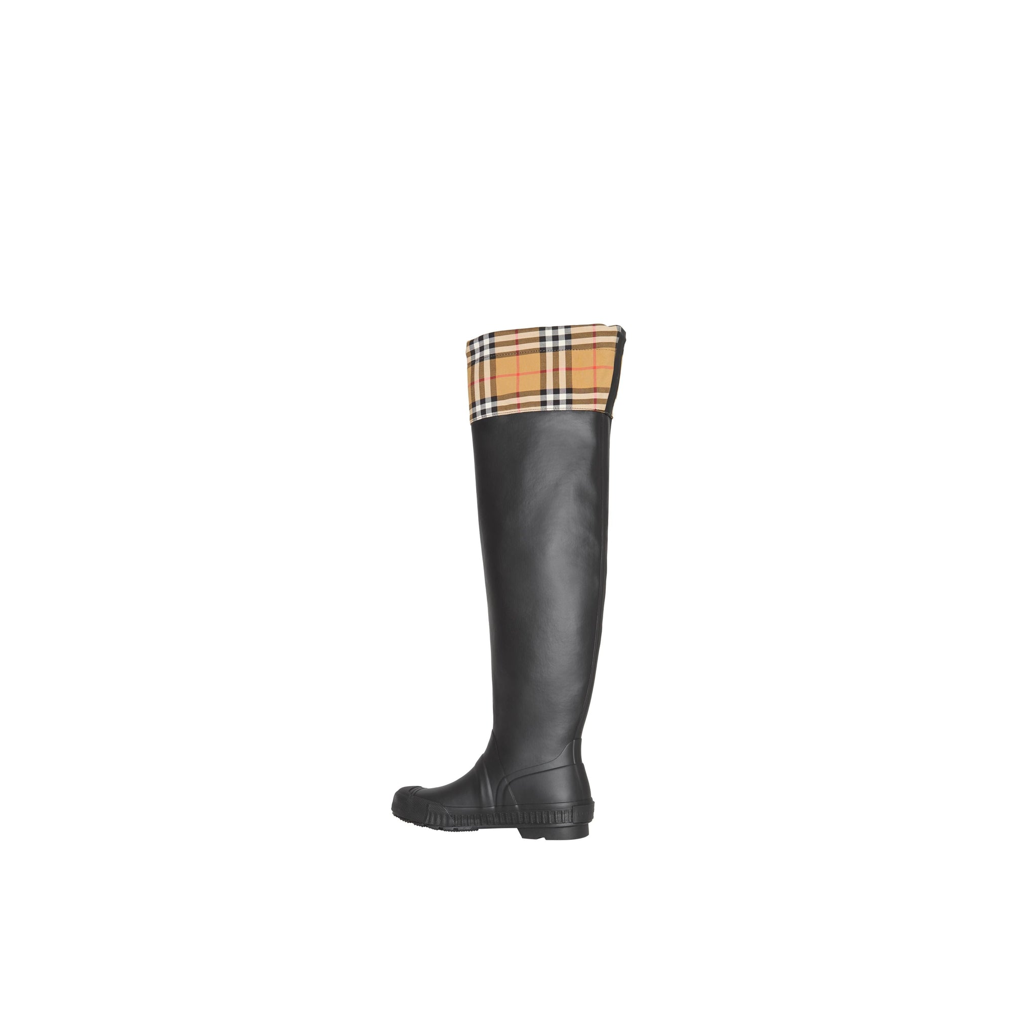 Bottes de pluie en caoutchouc et à motif vintage check - Noir