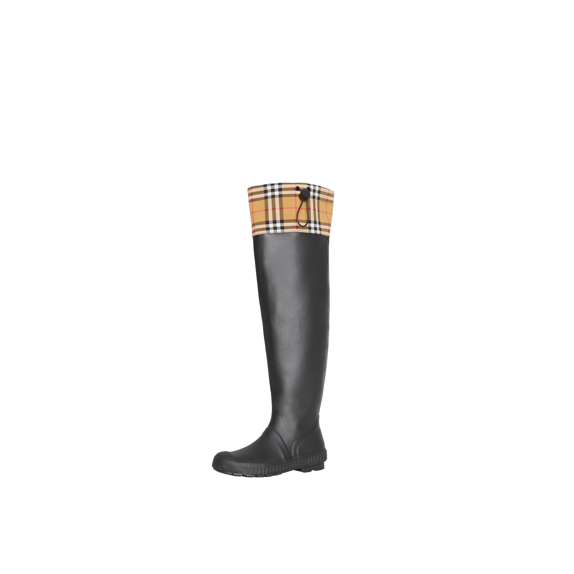 Bottes de pluie en caoutchouc et à motif vintage check - Noir