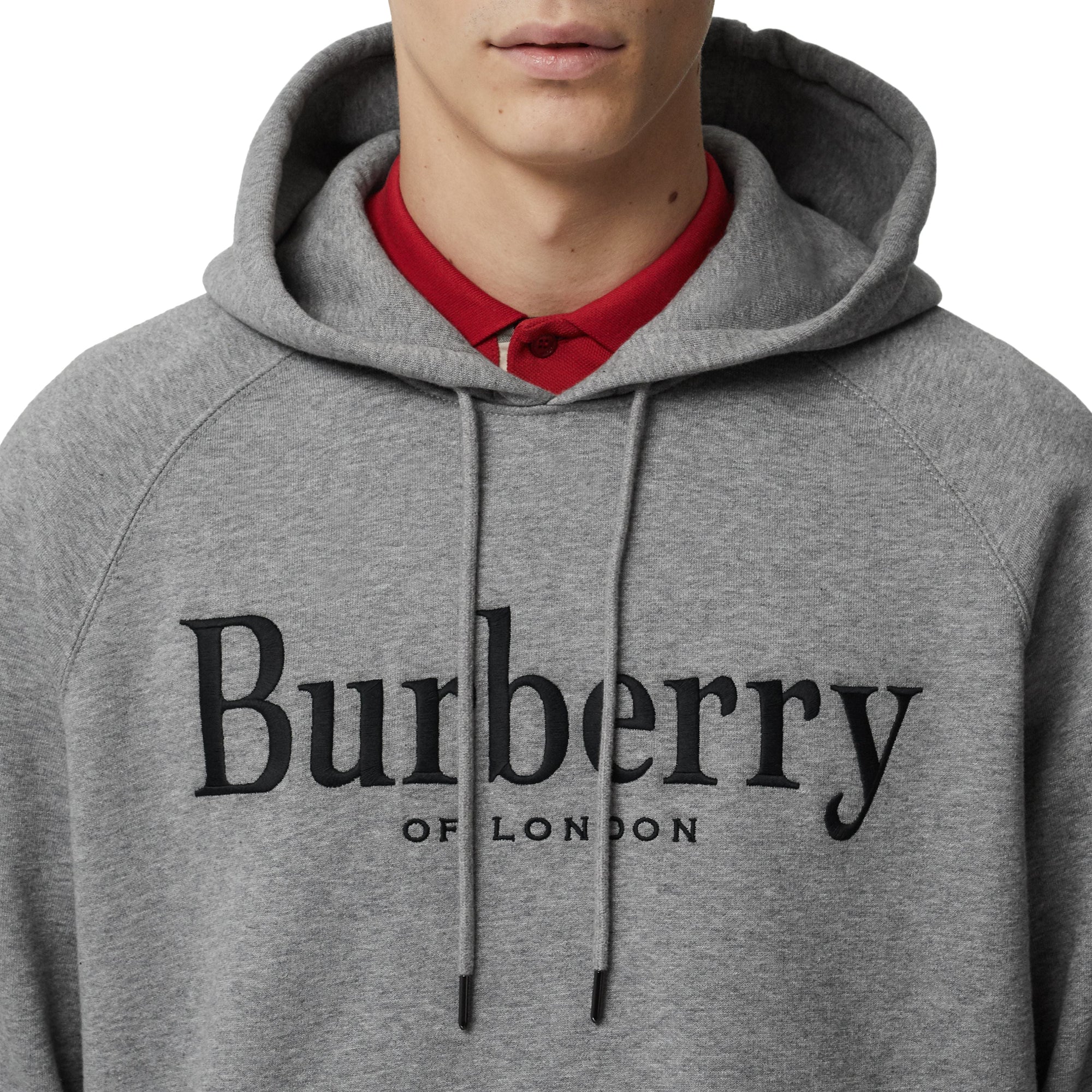 PALE GREY MELANGE Sweat-shirt à capuche en jersey avec logo brodé