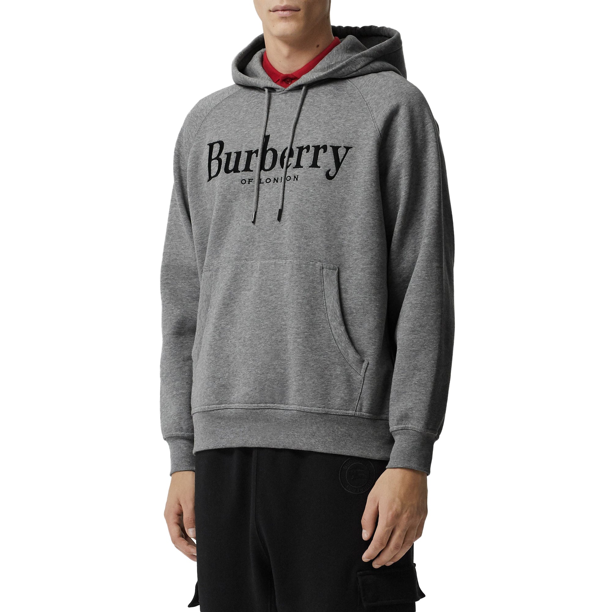PALE GREY MELANGE Sweat-shirt à capuche en jersey avec logo brodé