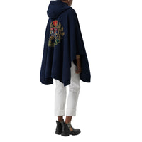 NAVY Cape à capuche en laine mélangée avec écusson en jacquard