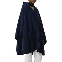NAVY Cape à capuche en laine mélangée avec écusson en jacquard