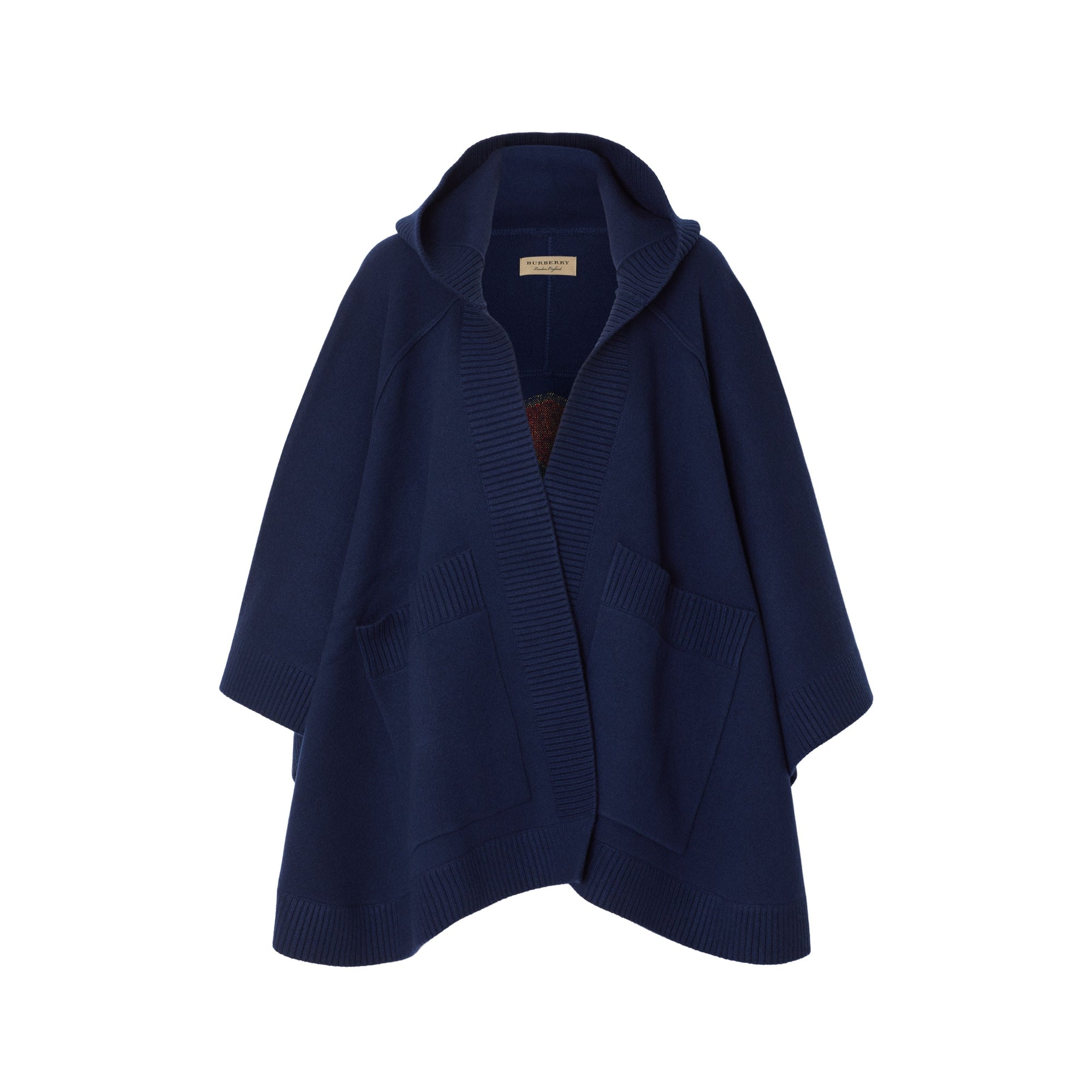 NAVY Cape à capuche en laine mélangée avec écusson en jacquard