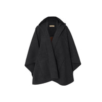 Cape à capuche en laine mélangée avec écusson en jacquard - Anthracite