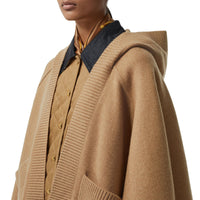RUSTY CAMEL Cape à capuche en laine mélangée avec écusson en jacquard
