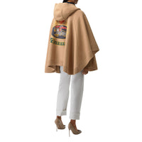 RUSTY CAMEL Cape à capuche en laine mélangée avec écusson en jacquard