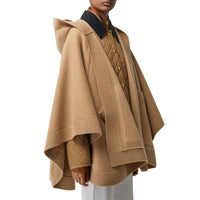 RUSTY CAMEL Cape à capuche en laine mélangée avec écusson en jacquard
