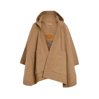 RUSTY CAMEL Cape à capuche en laine mélangée avec écusson en jacquard