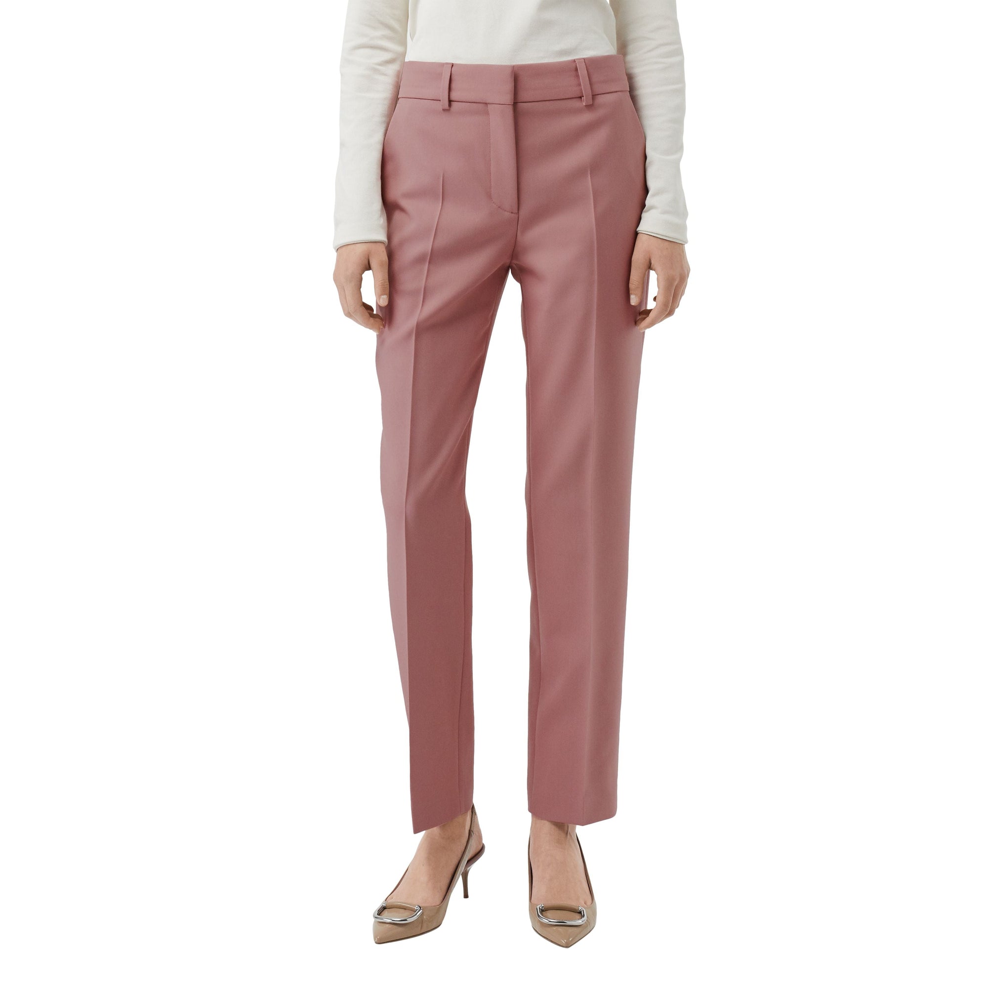 CHALK PINK Pantalon tailleur droit en laine mélangée