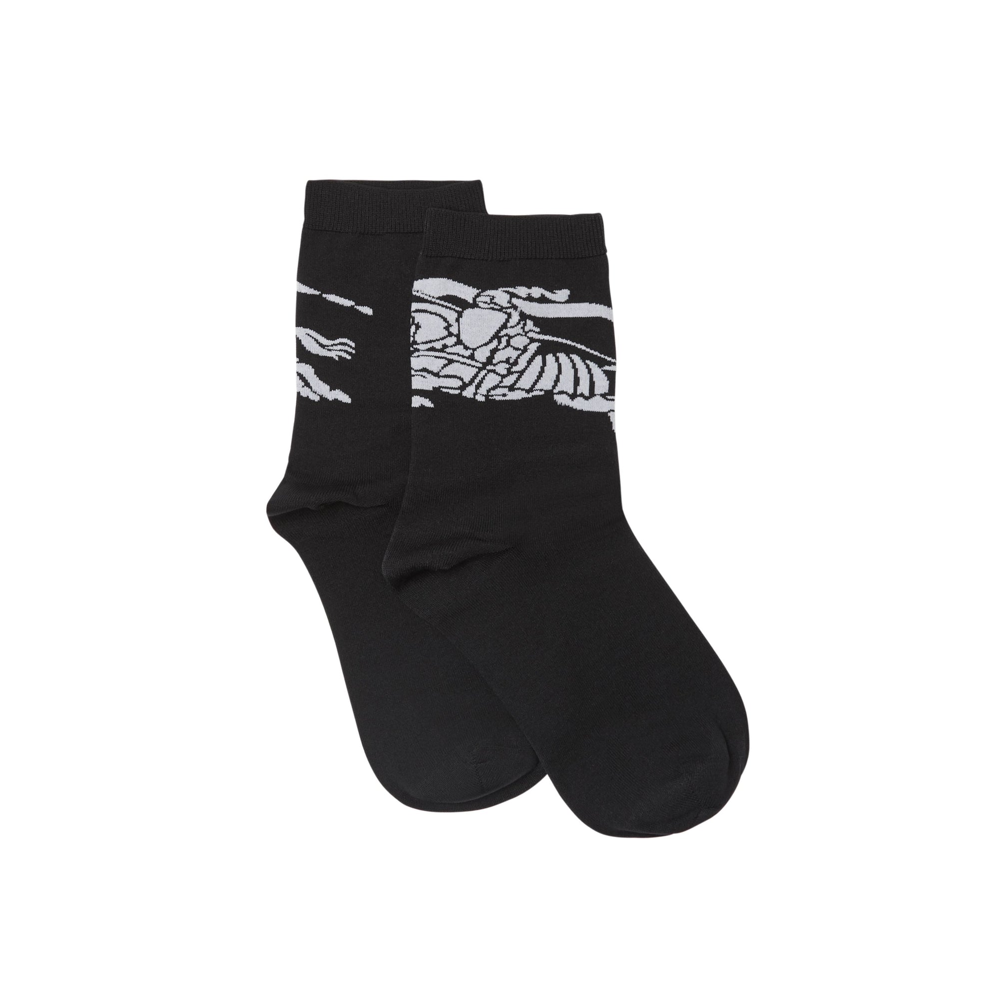 BLACK/WHITE Chaussettes en intarsia avec emblème du Cavalier