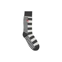 Chaussettes en coton mélangé rayées - Blanc & Anthracite