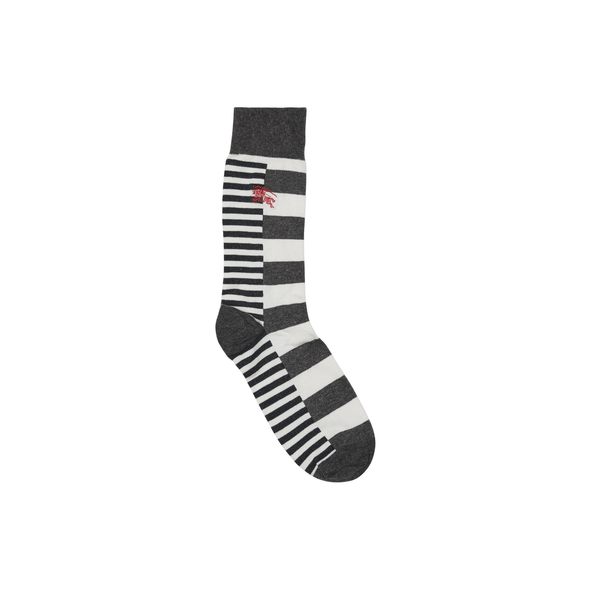 Chaussettes en coton mélangé rayées - Blanc & Anthracite