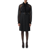 BLACK Chemisier oversize à col lavallière en tulle floqué à pois