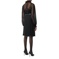 BLACK Chemisier oversize à col lavallière en tulle floqué à pois