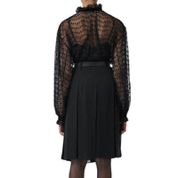 BLACK Chemisier oversize à col lavallière en tulle floqué à pois