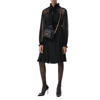BLACK Chemisier oversize à col lavallière en tulle floqué à pois