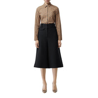 Jupe-culotte large en soie et laine - Noir