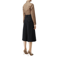 Jupe-culotte large en soie et laine - Noir