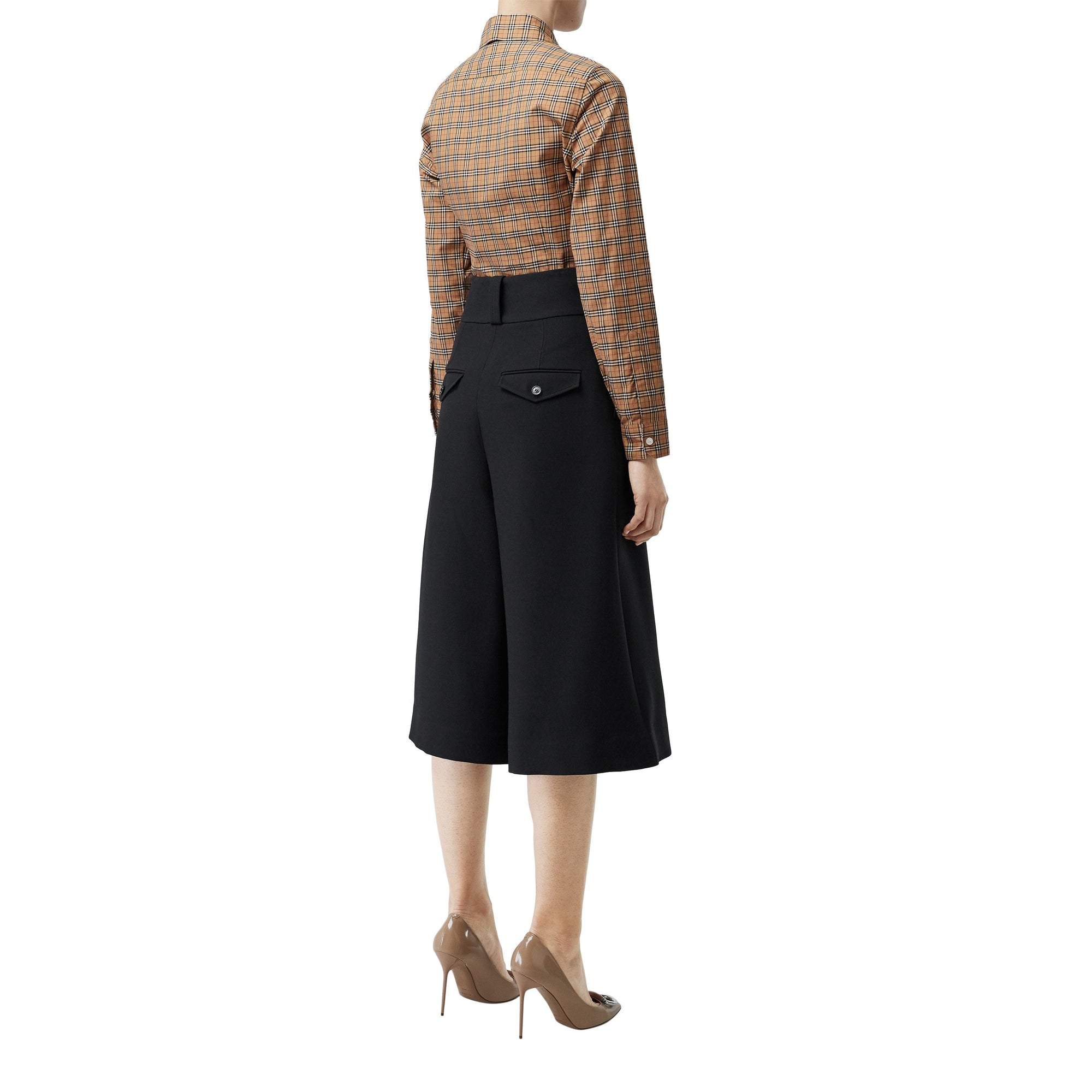 Jupe-culotte large en soie et laine - Noir