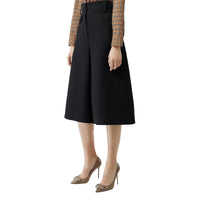 Jupe-culotte large en soie et laine - Noir