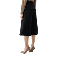 Jupe-culotte large en soie et laine - Noir