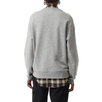 PALE GREY MELANGE Sweat-shirt en coton avec emblème du Cavalier à damier