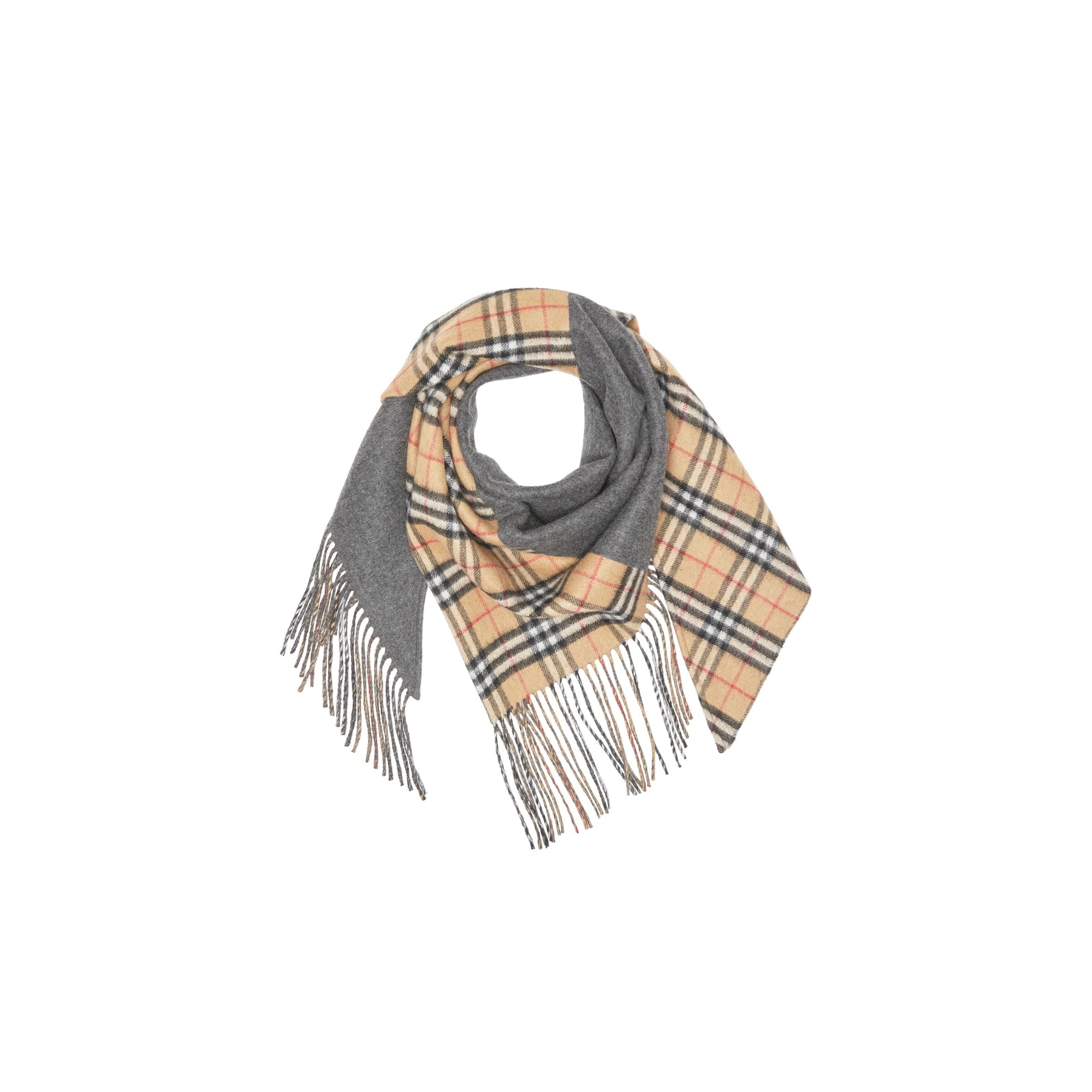 PEWTER GREY Bandana Burberry en cachemire à motif Vintage check
