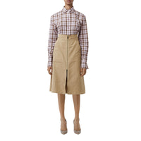 Chemise en coton à motif check et fil coupé - Rose albâtre