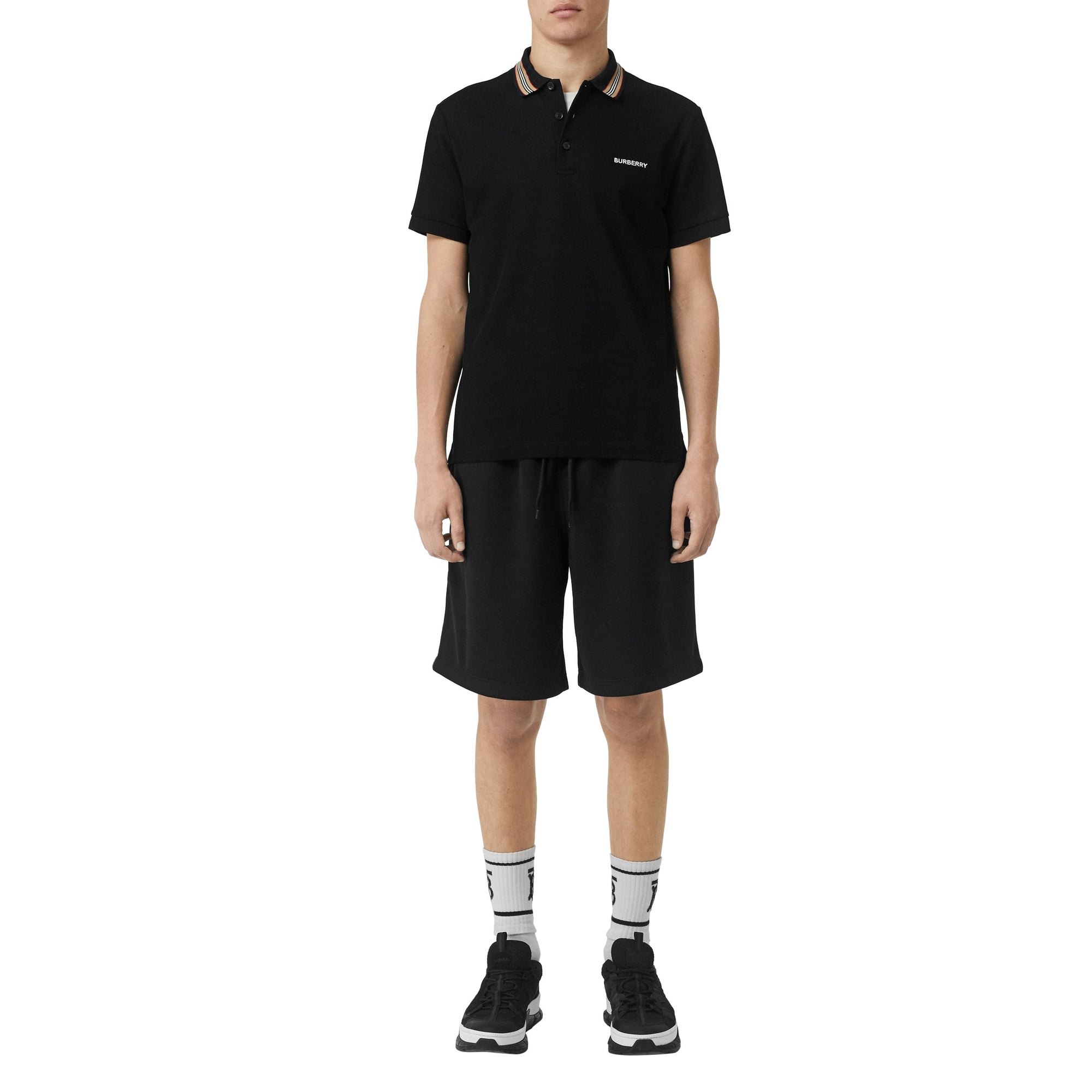 BLACK Polo en piqué de coton à rayures iconiques