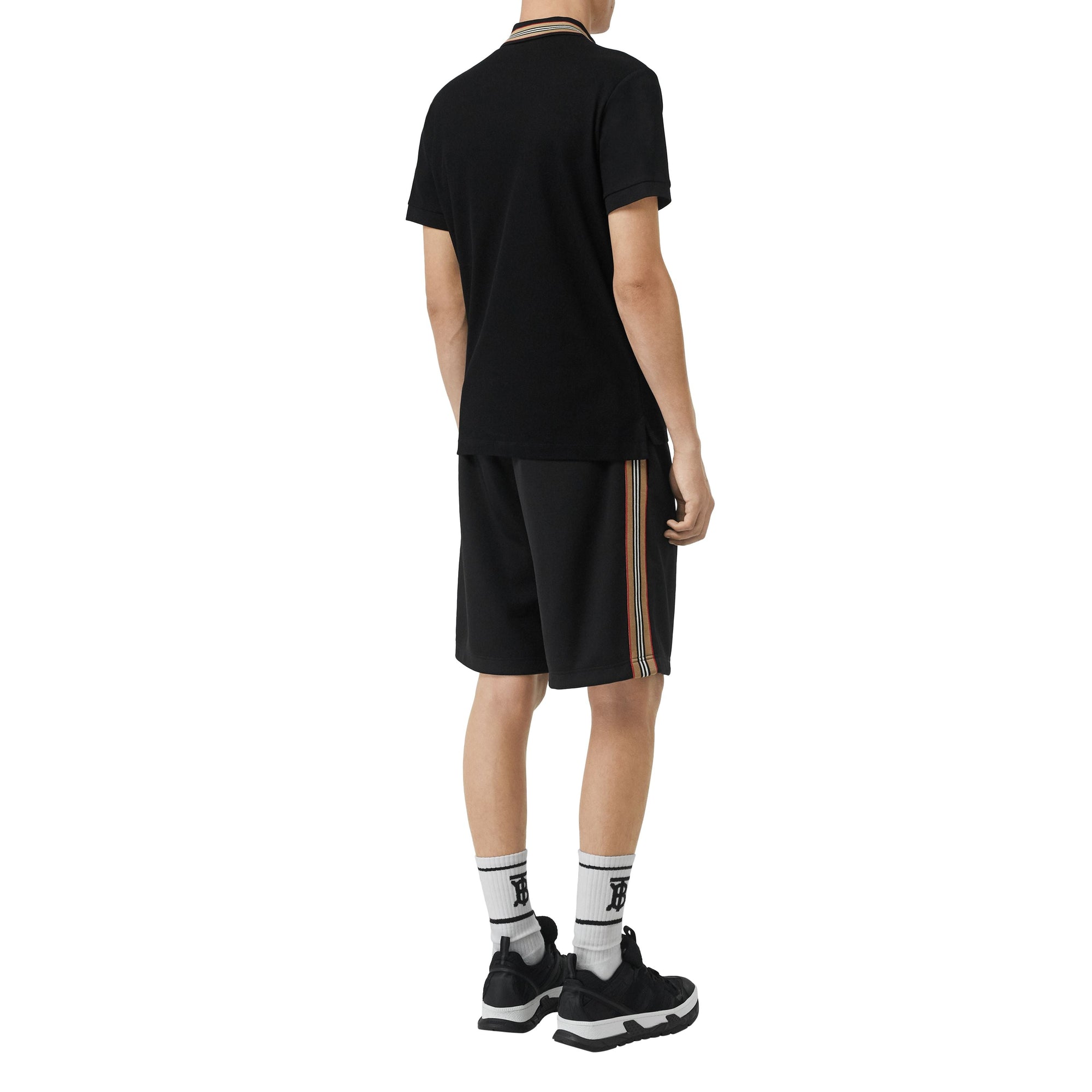 BLACK Polo en piqué de coton à rayures iconiques