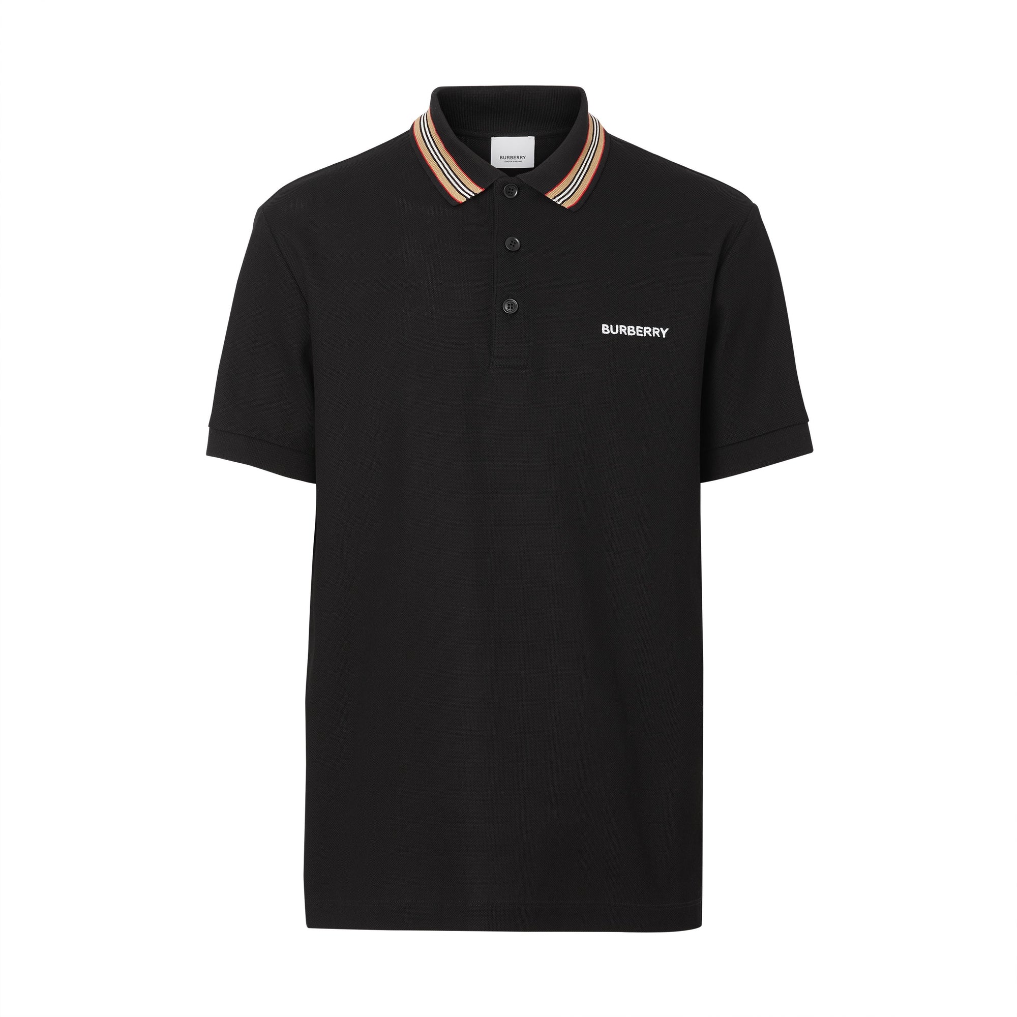 BLACK Polo en piqué de coton à rayures iconiques