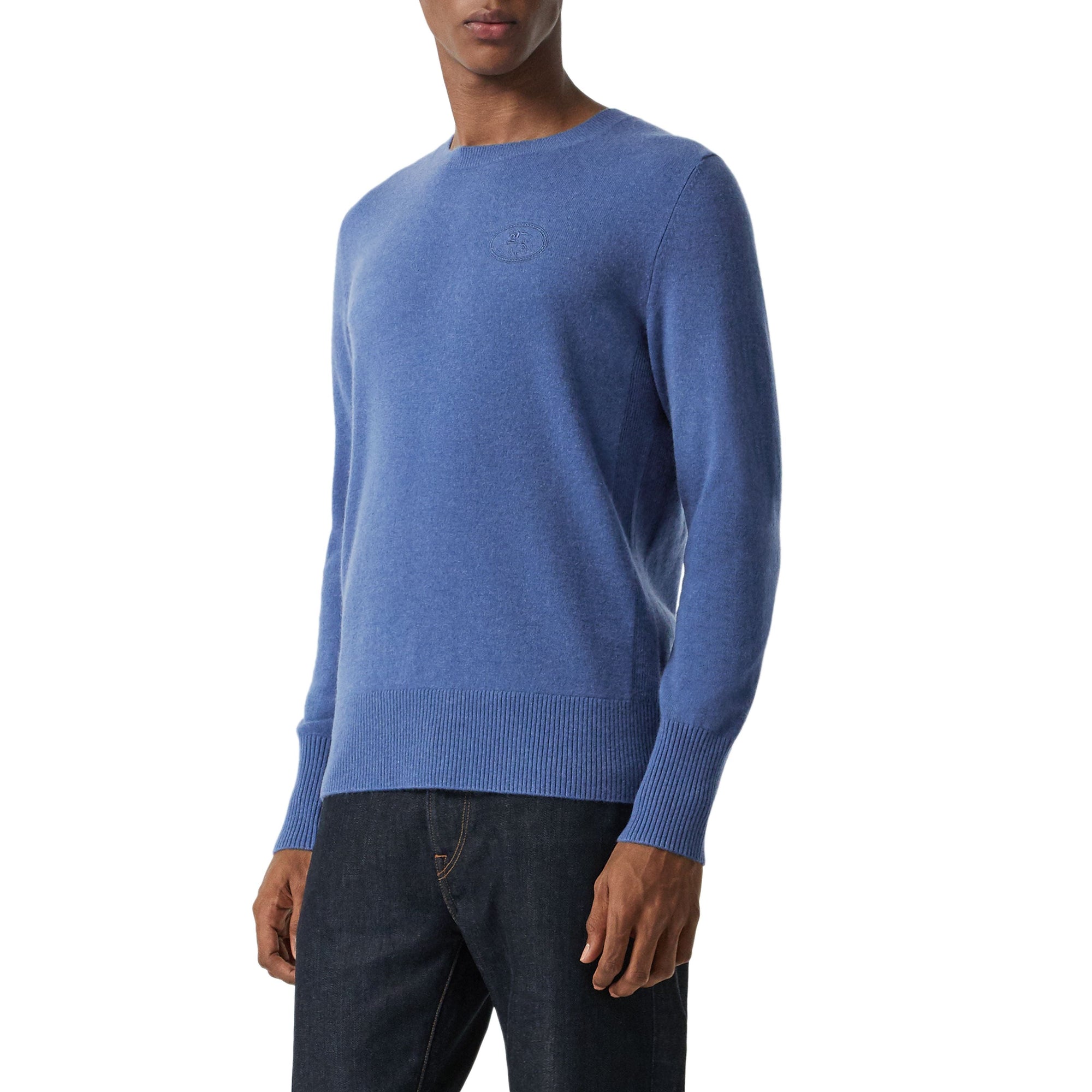 DUSTY BLUE Pull en cachemire avec logo brodé