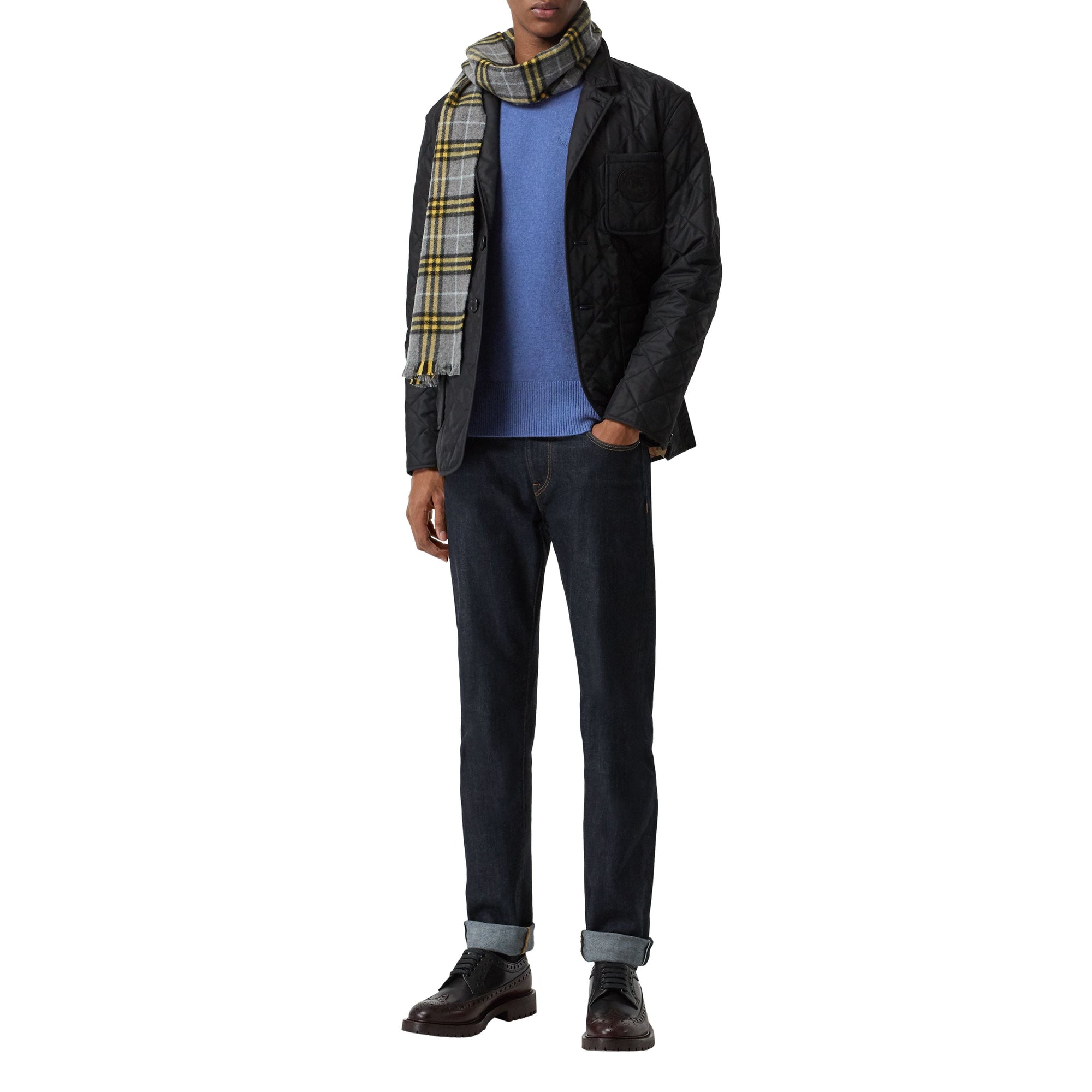 DUSTY BLUE Pull en cachemire avec logo brodé
