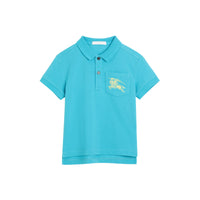BRIGHT CYAN BLUE Polo en piqué de coton avec emblème du Cavalier