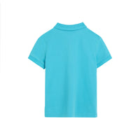 BRIGHT CYAN BLUE Polo en piqué de coton avec emblème du Cavalier