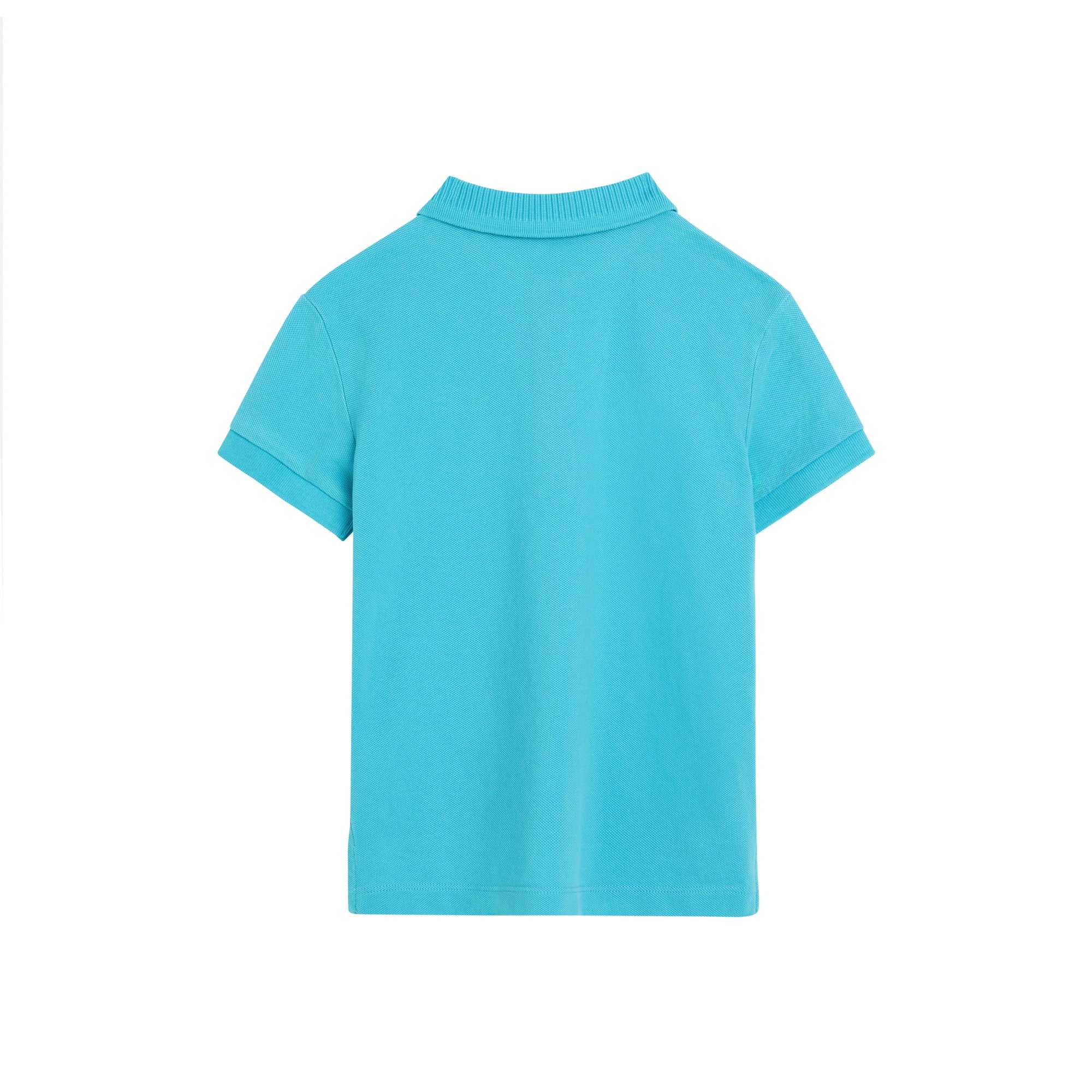 BRIGHT CYAN BLUE Polo en piqué de coton avec emblème du Cavalier