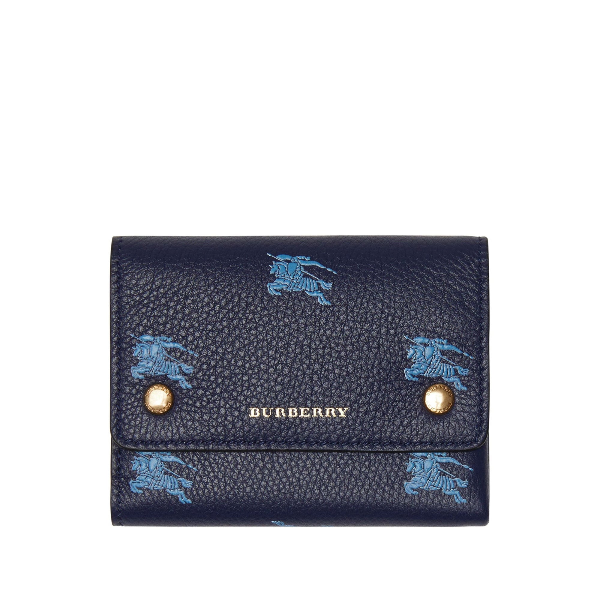 Petit portefeuille en cuir avec emblème du cavalier - Bleu régence