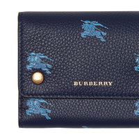 Petit portefeuille en cuir avec emblème du cavalier - Bleu régence
