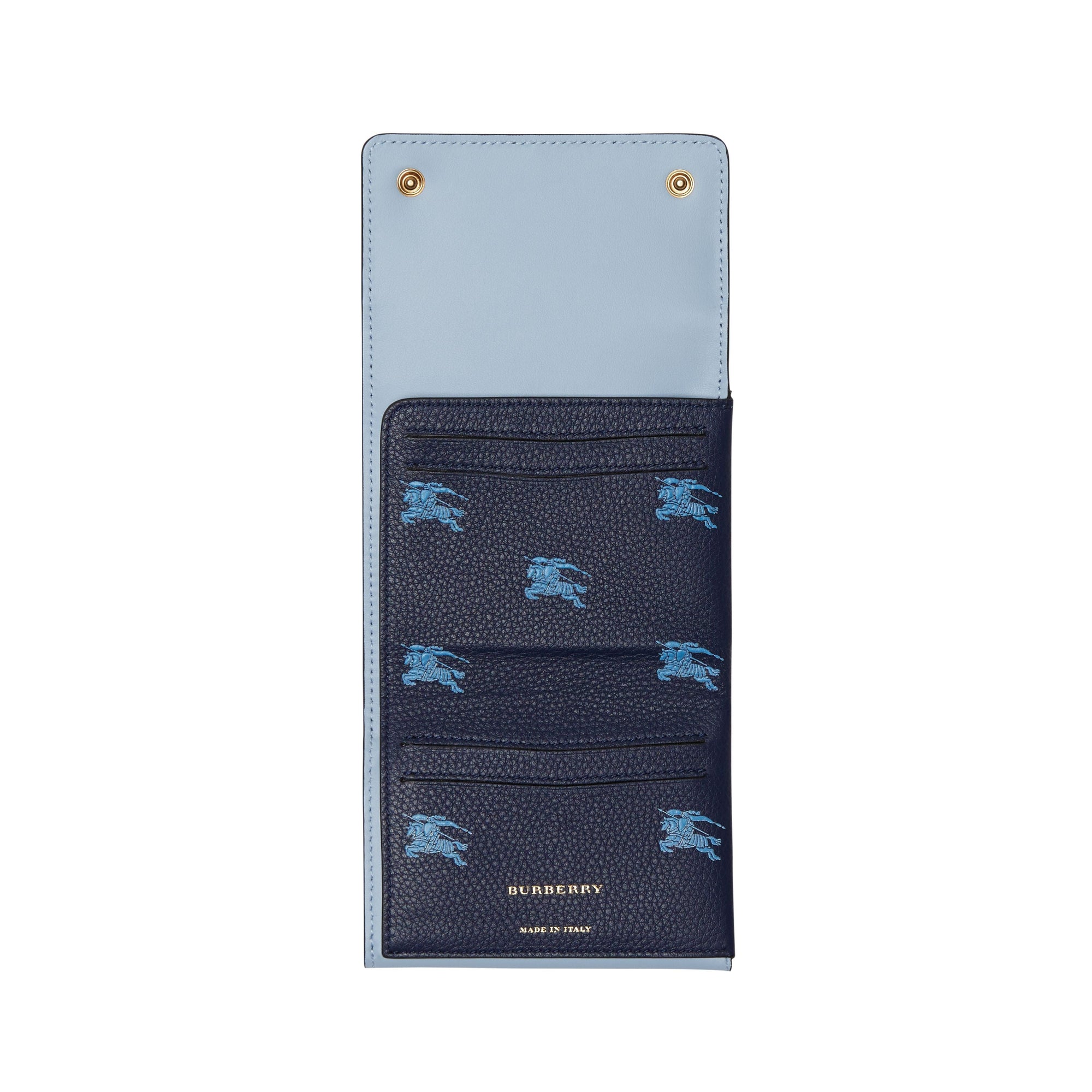 Petit portefeuille en cuir avec emblème du cavalier - Bleu régence