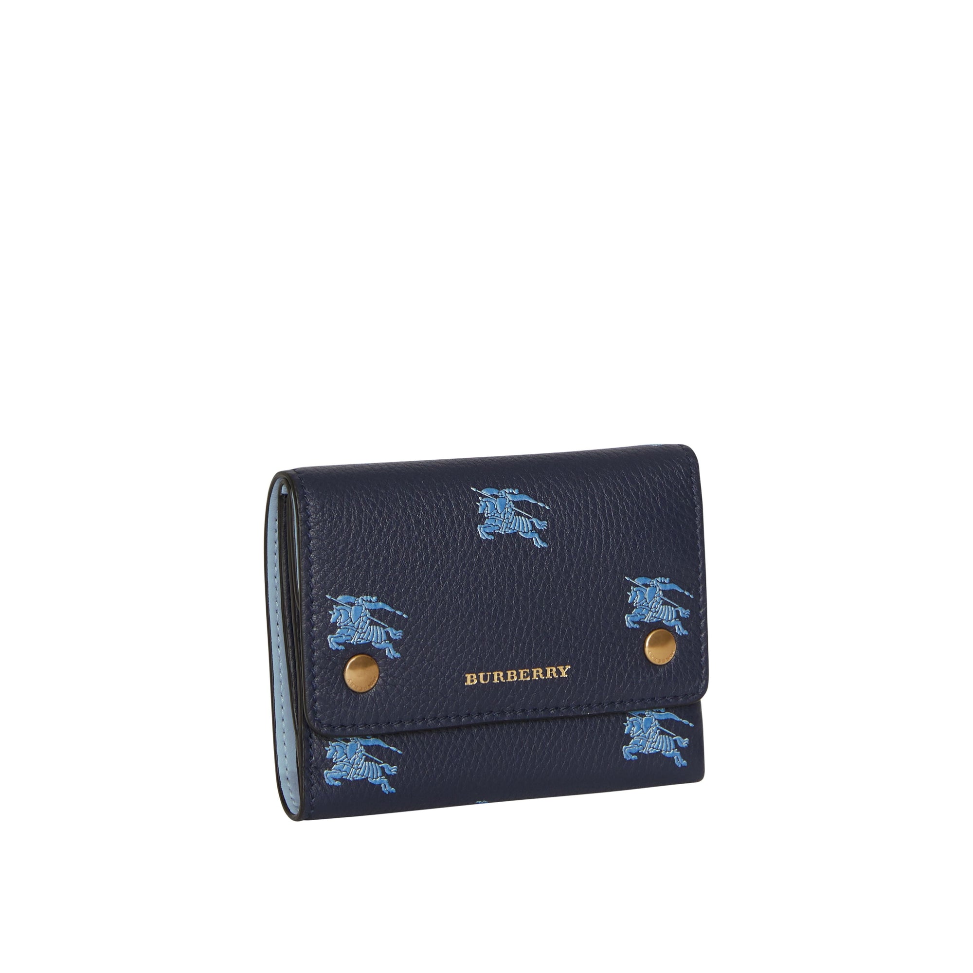 Petit portefeuille en cuir avec emblème du cavalier - Bleu régence