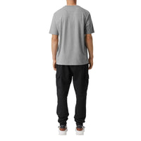 PALE GREY MELANGE T-shirt en coton avec logo d'archive brodé