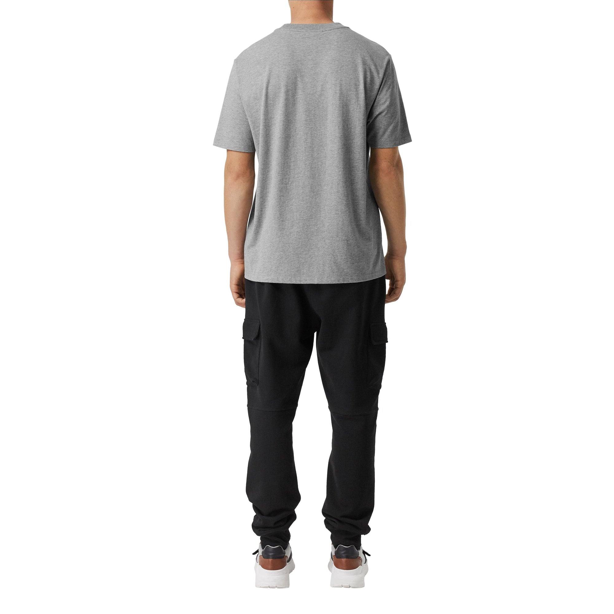 PALE GREY MELANGE T-shirt en coton avec logo d'archive brodé