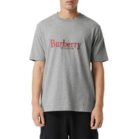 PALE GREY MELANGE T-shirt en coton avec logo d'archive brodé