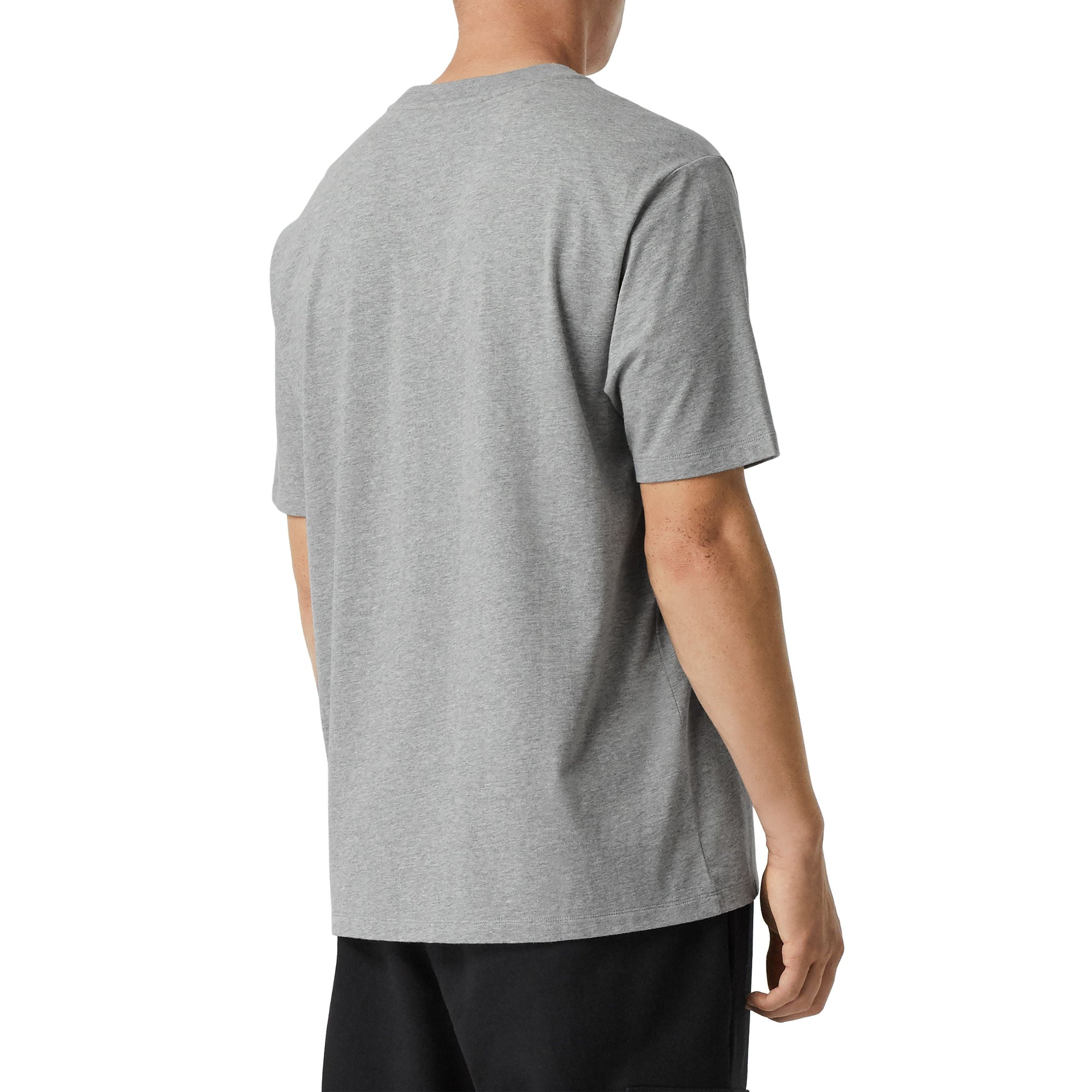 PALE GREY MELANGE T-shirt en coton avec logo d'archive brodé